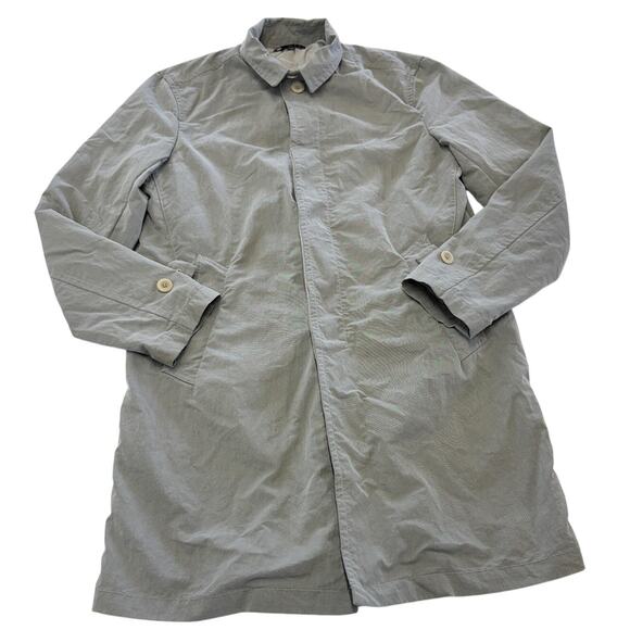 Theory Coat Mens Medium Gray Perkin Mac Car Coat Cotton Nylon Lined Single Vent - Picture 1 of 7
